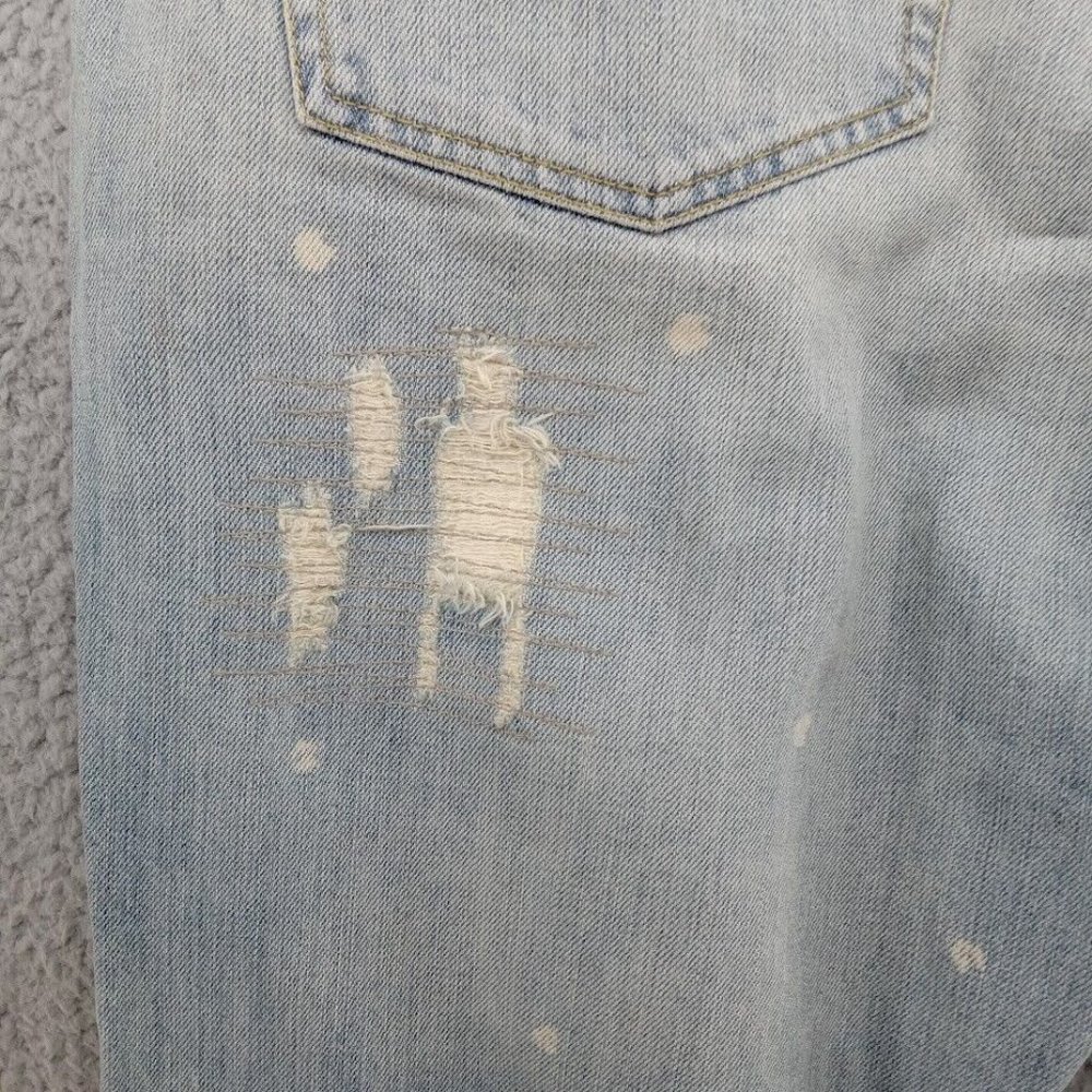 Seven7 Jeans Womens 24  Light Blue Rhinestones Distressed Ripped Wide Leg Denim - Picture 8 of 15